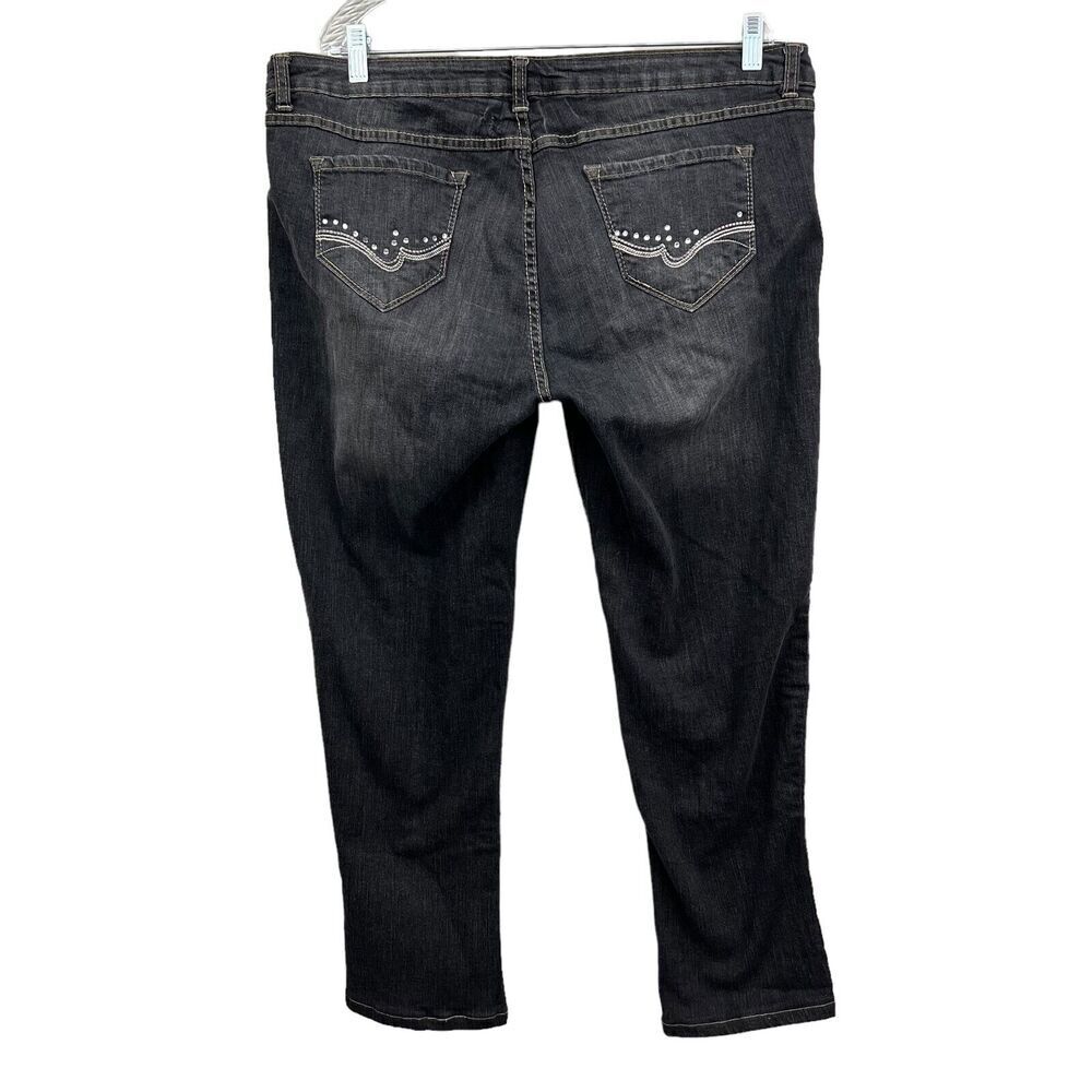 South Pole Jeans Stretch Tapered Leg Rhinestone Pockets Zip Fly Black Women 17* - Picture 5 of 6